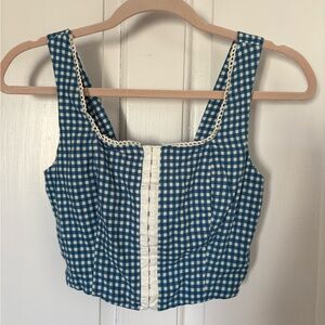 Blue and White Checkered Top